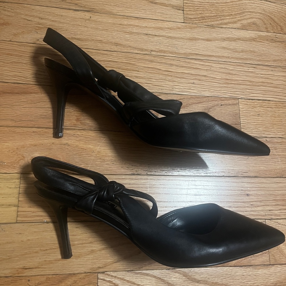 Nine West strap kitten heels black bow wrap 10M - Picture 5 of 5